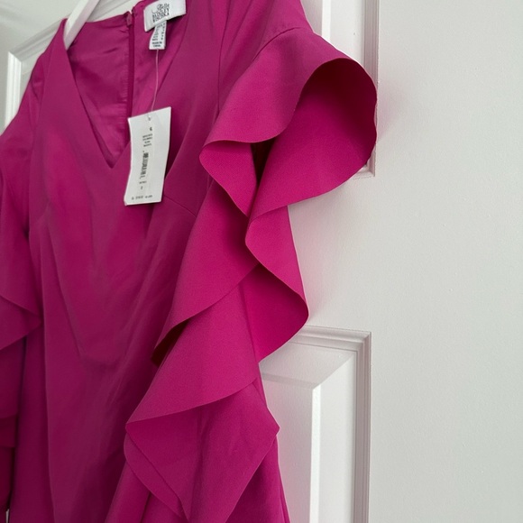 Belle by Badgley Mischka Magenta Ruffle Sleeve Mini Dress - Picture 6 of 12